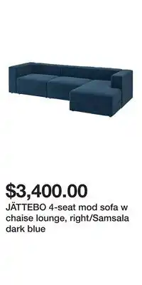 IKEA JÄTTEBO 4-seat mod sofa w chaise lounge, right/Samsala dark blue offer