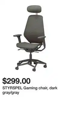 IKEA STYRSPEL Gaming chair, dark gray/gray offer