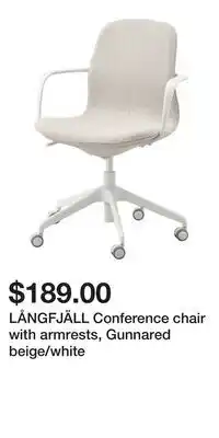 IKEA LÅNGFJÄLL Conference chair with armrests, Gunnared beige/white offer
