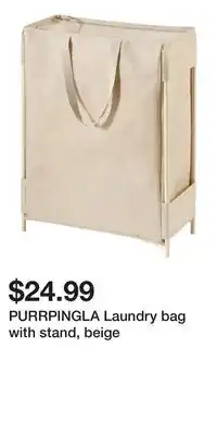 IKEA PURRPINGLA Laundry bag with stand, beige offer