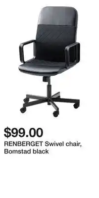 IKEA RENBERGET Swivel chair, Bomstad black offer
