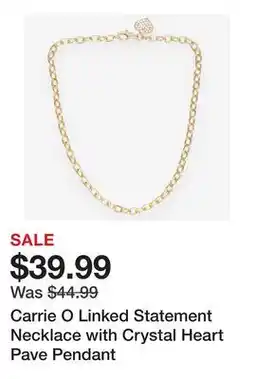 TSC Stores Carrie O Linked Statement Necklace with Crystal Heart Pave Pendant offer