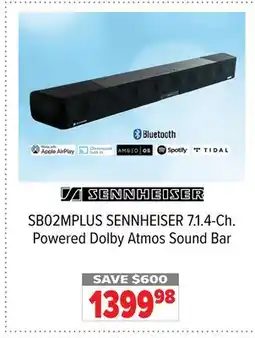 2001 Audio Video SB02MPLUS SENNHEISER 7.1.4-Ch. Powered Dolby Atmos Sound Bar offer
