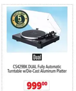 2001 Audio Video CS429BK DUAL Fully Automatic Turntable w/Die-Cast Aluminum Platter offer