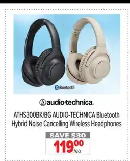 2001 Audio Video ATHS300BK AUDIO-TECHNICA Bluetooth Hybrid Noise Cancelling Wireless Headphones offer
