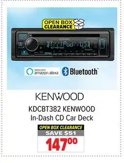 2001 Audio Video KDCBT382 KENWOOD In-Dash CD Car Deck offer