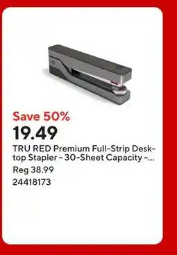 Staples TRU RED Premium Full-Strip Desktop Stapler - 30-Sheet Capacity - Grey/Red offer