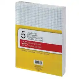 Staples Writing Pads - 8-3/8 x 10-7/8 - Quad-Ruled - White - 96 Sheets offer
