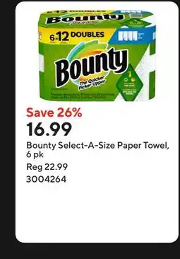 Staples Bounty Select-A-Size Paper Towel offer