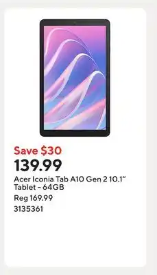 Staples Acer Iconia Tab A10 Gen 2 10.1 Tablet - 64GB offer