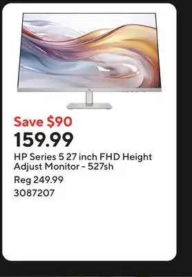 Staples HP Series 5 27 inch FHD Height Adjust Monitor - 527sh offer