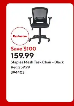 Staples Staples Mesh Task Chair - Black offer