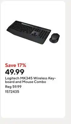 Staples Logitech MK345 Wireless Keyboard and Mouse Combo offer