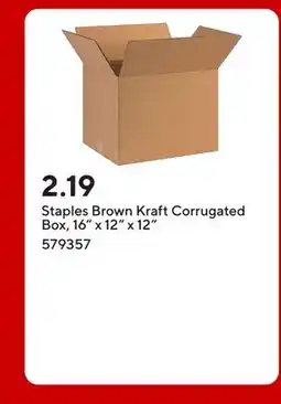 Staples Staples Brown Kraft Corrugated Box, 16 x 12 x 12 offer