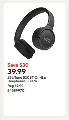 Staples JBL Tune 520BT On-Ear Heaphones - Black offer