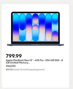 Staples Apple MacBook Neo 13 - A18 Pro - 256 GB SSD - 8 GB Unified Memory - Indigo offer