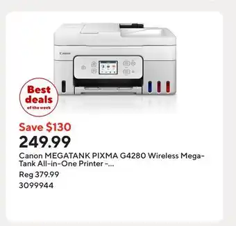 Staples Canon MEGATANK PIXMA G4280 Wireless MegaTank All-in-One Printer - White offer