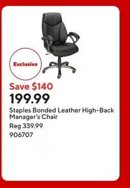 Staples Staples Bonded Leather High-Back Manager's Chair offer