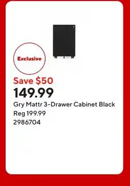 Staples Gry Mattr 3-Drawer Cabinet Black offer