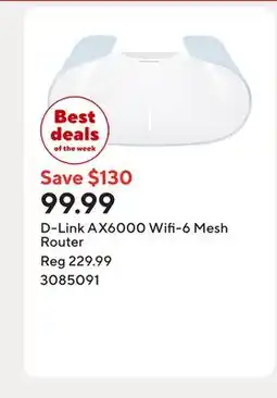 Staples D-Link AX6000 Wifi-6 Mesh Router offer