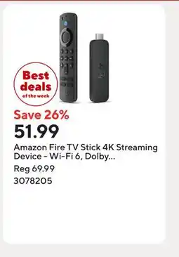 Staples Amazon Fire TV Stick 4K Streaming Device - Wi-Fi 6, Dolby Vision/Atmos (2023) offer