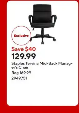 Staples Staples Tervina Mid-Back Manager's Chair offer