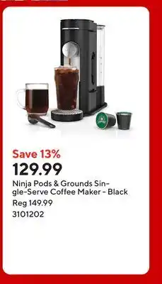 Staples Ninja Pods & Grounds Single-Serve Coffee Maker - Black offer