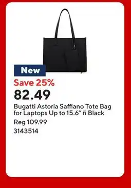 Staples Bugatti Astoria Saffiano Tote Bag for Laptops Up to 15.6 ñ Black offer