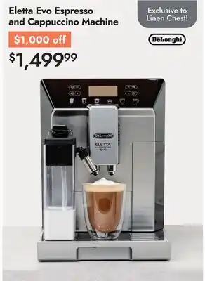 Linen Chest Delonghi Eletta Evo Espresso and Cappuccino Machine offer