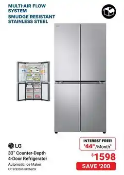 Visions Electronics LG 33 Counter-Depth 4-Door Refrigerator offer