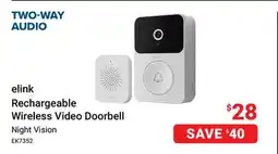 Visions Electronics elink Rechargeable Wireless Video Doorbell offer