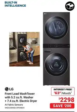 Visions Electronics LG Front Load WashTower with 5.2 cu.ft. Washer + 7.4 cu.ft. Electric Dryer offer