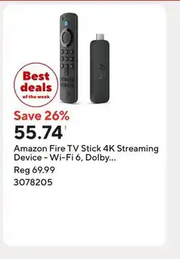 Staples Amazon Fire TV Stick 4K Streaming Device - Wi-Fi 6, Dolby Vision/Atmos (2023) offer