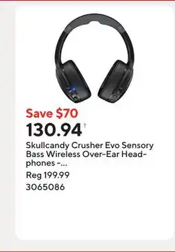 Staples Skullcandy Crusher Evo Sensory Bass Wireless Over-Ear Headphones - True Black offer
