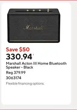 Staples Marshall Acton III Home Bluetooth Speaker - Black offer