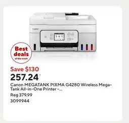 Staples Canon MEGATANK PIXMA G4280 Wireless MegaTank All-in-One Printer - White offer