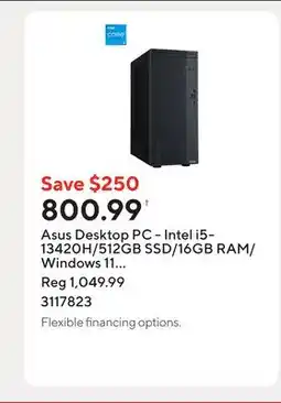Staples Asus Desktop PC - Intel i5-13420H/512GB SSD/16GB RAM/Windows 11 Home/Grey offer