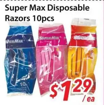 Super Max Disposable Razors 10pcs offer at Bestco Food Mart