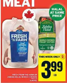 Food Basics FRESH FROM THE FARM OR ZABIHA HALAL WHOLE CHICKEN offer