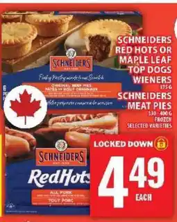 Food Basics SCHNEIDERS RED HOTS OR MAPLE LEAF TOP DOGS WIENERS offer