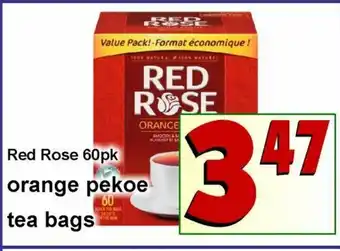 Red Rose 60pk Orange Pekoe Tea Bags