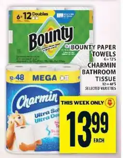 Food Basics Bounty Paper Towels / Charmin Bathroom Tissue offer