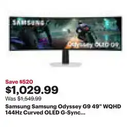 Best Buy Samsung Samsung Odyssey G9 49 WQHD 144Hz Curved OLED G-Sync FreeSync Gaming Monitor (LS49DG912SNXZA) offer