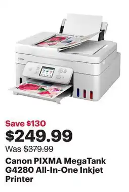 Best Buy Canon PIXMA MegaTank G4280 All-In-One Inkjet Printer offer