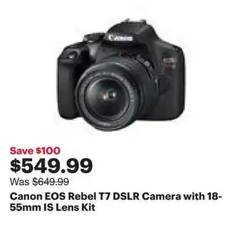 Best Buy Canon EOS Rebel T7 DSLR Camera with 18-55mm IS Lens Kit offer