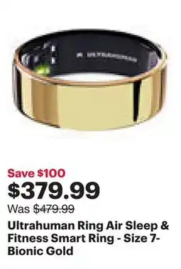 Best Buy Ultrahuman Ring Air Sleep & Fitness Smart Ring - Size 7- Bionic Gold offer