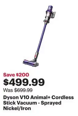 Best Buy Dyson V10 Animal+ Cordless Stick Vacuum - Sprayed Nickel/Iron offer