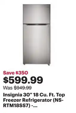Best Buy Insignia 30 18 Cu. Ft. Top Freezer Refrigerator (NS-RTM18SS7) - Stainless Steel - Only at Best Buy offer