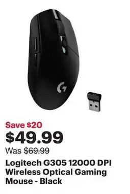 Best Buy Logitech G305 12000 DPI Wireless Optical Gaming Mouse - Black offer