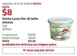 Costco Santa Lucia fior di latte cheese offer